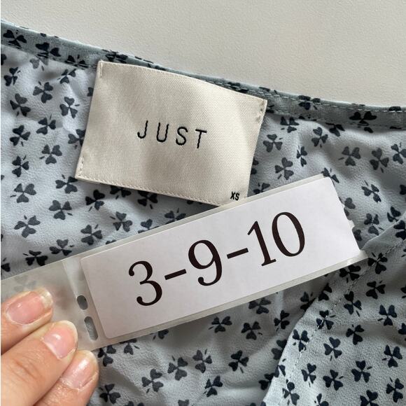 JUST Female Dress‎ Womens X Small Henry Blue Clover Print Ruffle Cottage Core - Picture 4 of 8